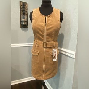 NWT  Cute corduroy sleeveless Dress with belt and pockets